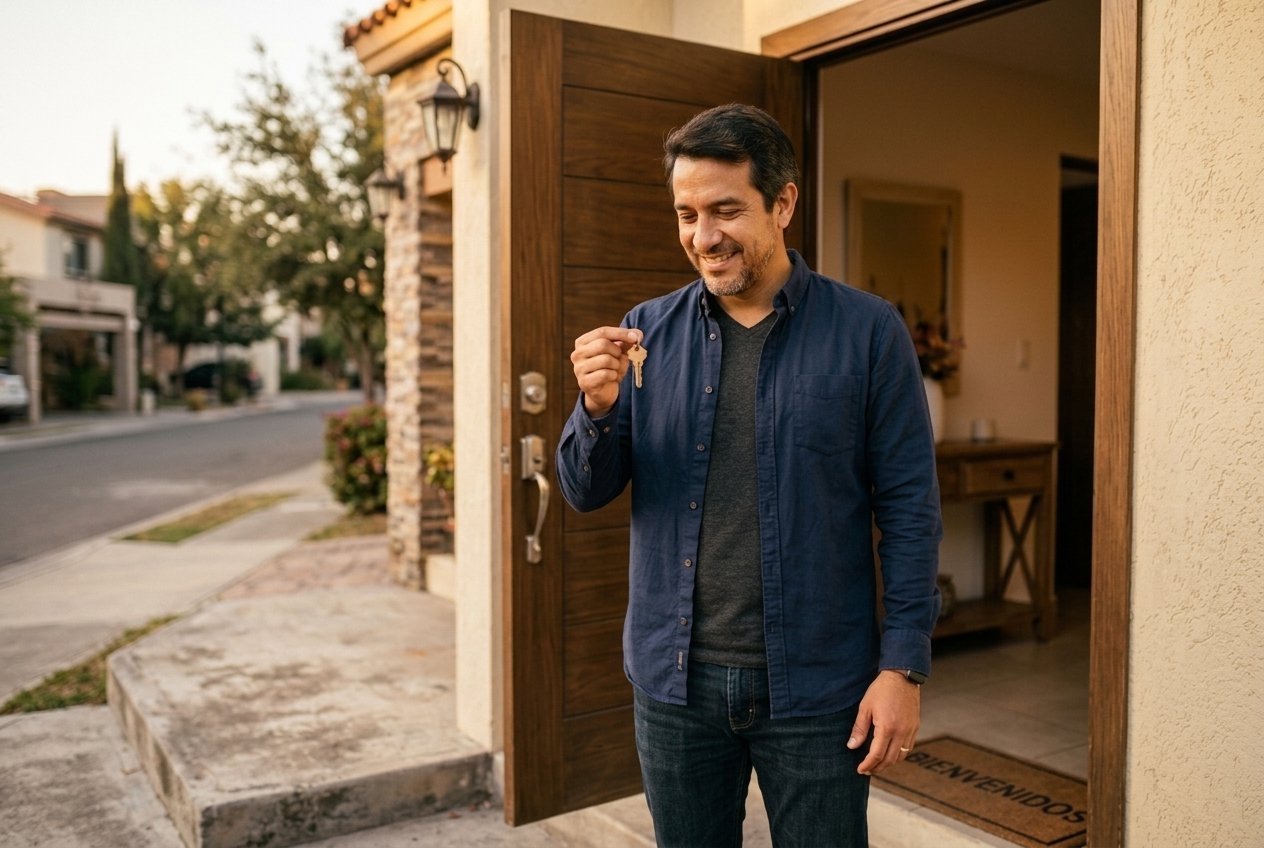 Cliente con las llaves de su casa nueva
